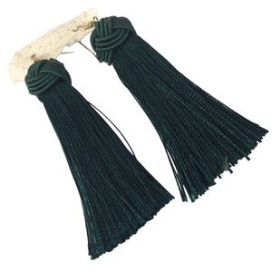 New Vintage Green Tassel Fringe Statement Drop Earring 4" long